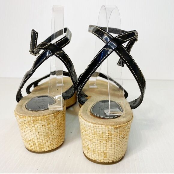 Anne Taylor Loft  Black Patent Leather Espadrille Sandals 8M - Picture 4 of 10